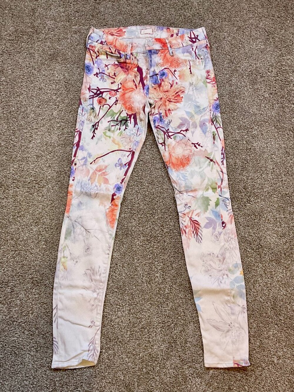 MOTHER Pocket Full of Posies The Looker Skinny Jeans Size 28 Floral‎ Denim